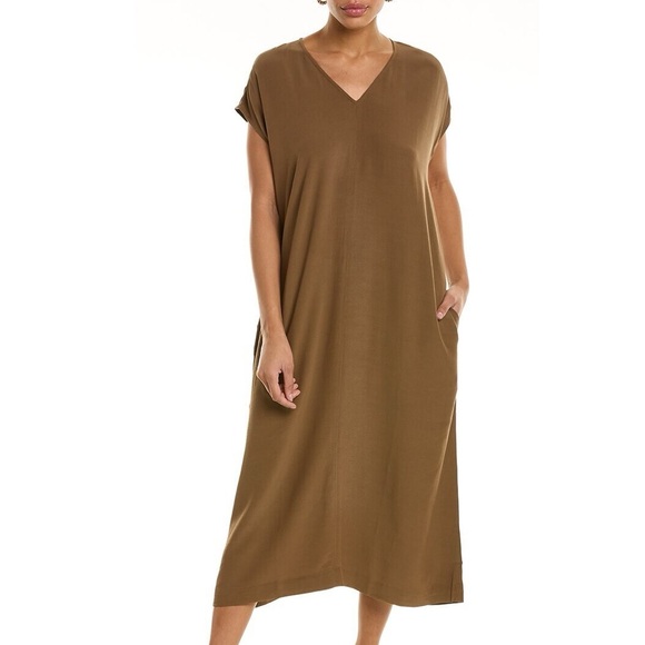 Eileen Fisher Tencel maxi dress brown size small - Picture 1 of 6